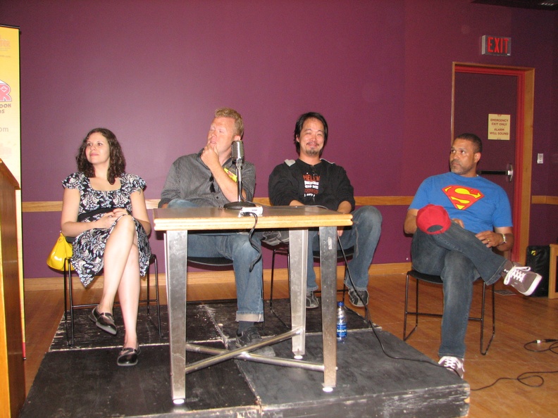 Jenn Stewart, Scott Chantler, Eric Kim and Dave Watkins on the Kids and Comics panel.JPG