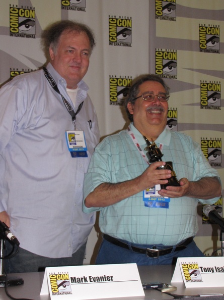 Tony Isabella Spotlight - Mark Evanier and Tony Isabella with Inkpot Award.JPG