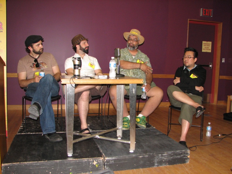 Andy B, Ramon Perez, Lar DeSouza and Michael Cho on Webcomics Panel.JPG