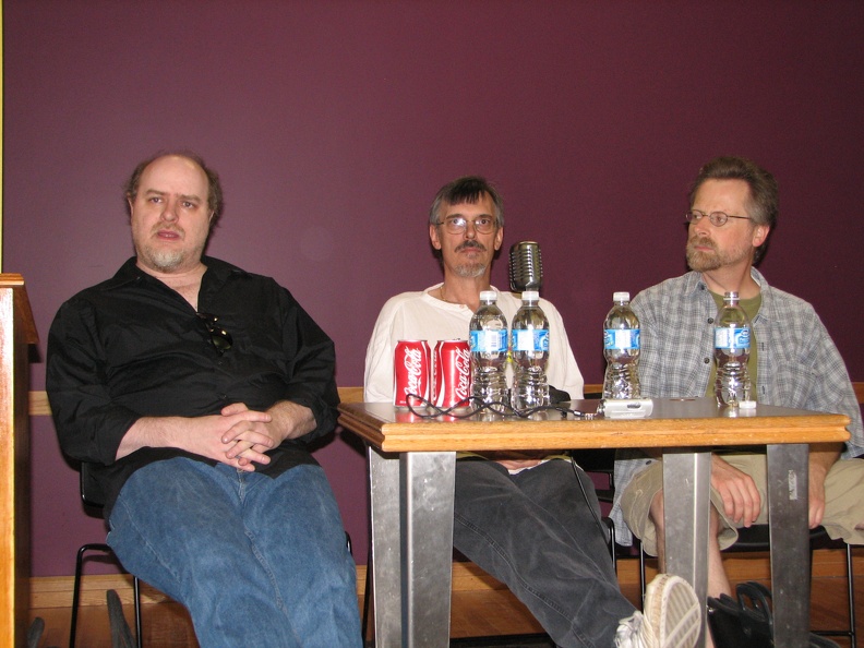 Ty Templeton, Tom Grummett and Dave Ross on the Superman at 70 panel.JPG